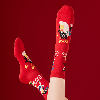 Funny Hose Pattern Quarter Socks(4 Pairs) - image 4