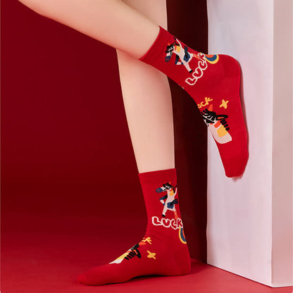 Funny Hose Pattern Quarter Socks(4 Pairs) - image 9