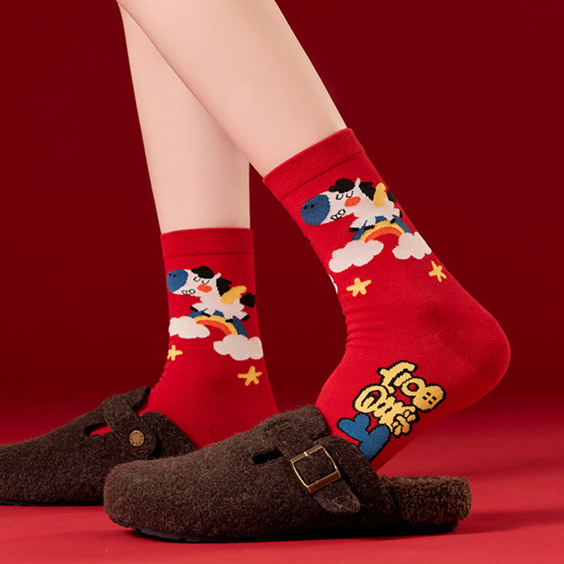 Funny Hose Pattern Quarter Socks(4 Pairs) - image 10