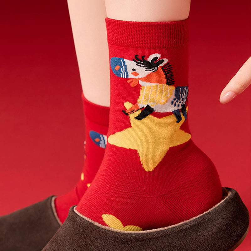 Funny Hose Pattern Quarter Socks(4 Pairs) - image 7