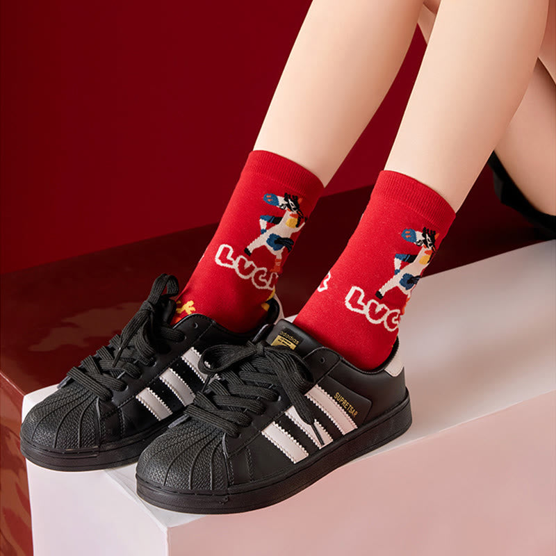 Funny Hose Pattern Quarter Socks(4 Pairs) - image 8