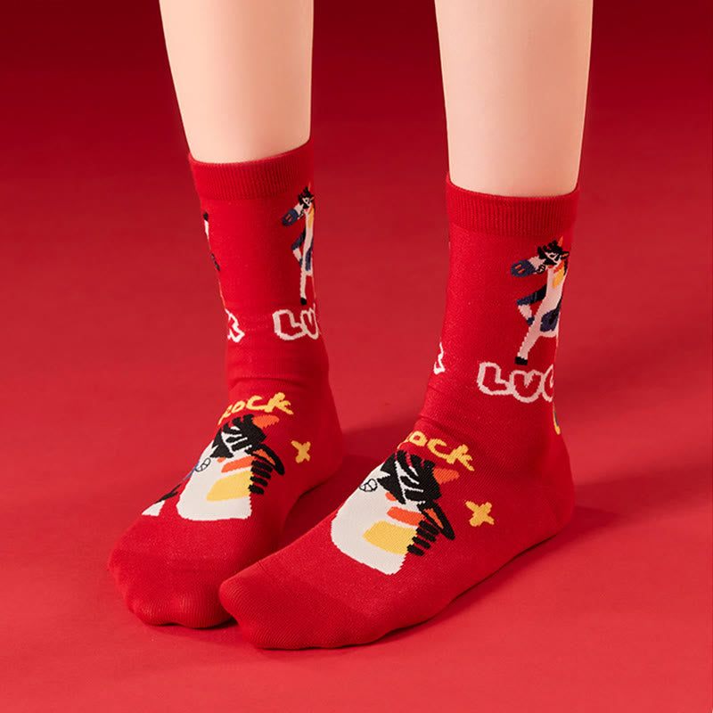 Funny Hose Pattern Quarter Socks(4 Pairs) - image 5
