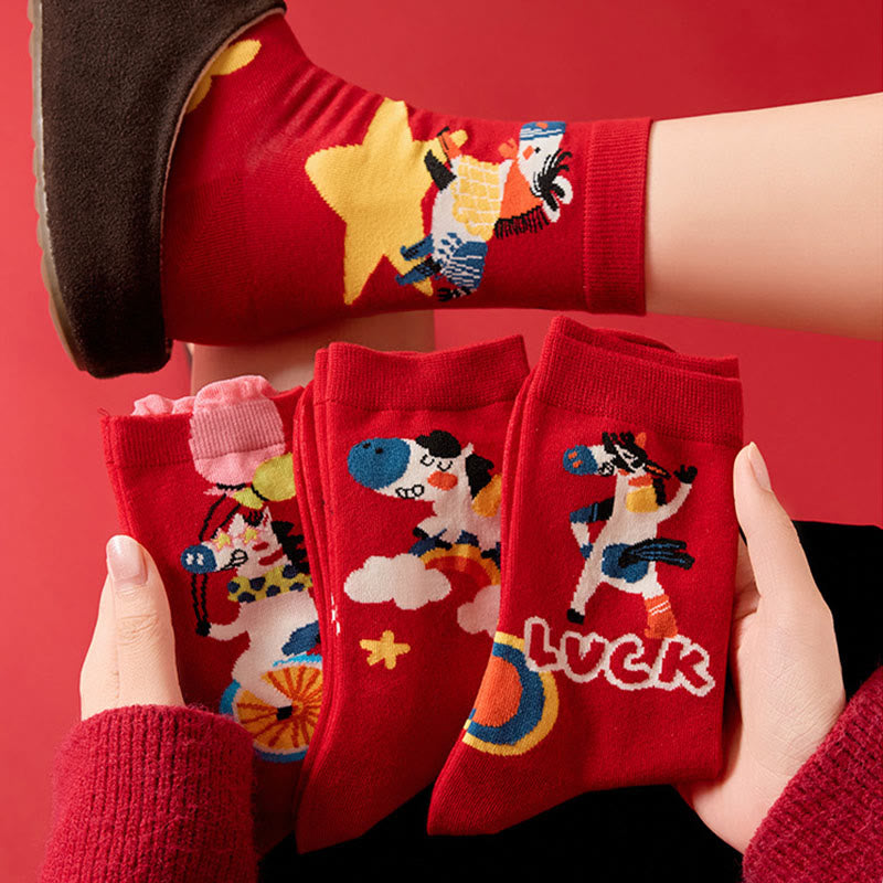 Funny Hose Pattern Quarter Socks(4 Pairs) - image 1