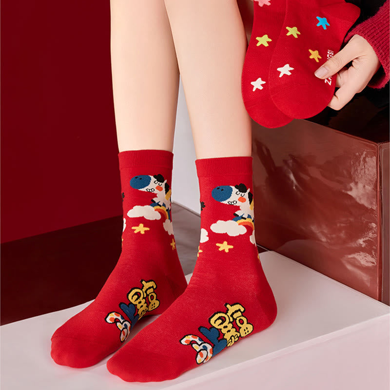 Funny Hose Pattern Quarter Socks(4 Pairs) - image 2