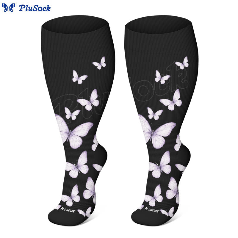 Plus Size  Butterfly Print Compression Socks(3 Pairs) - image 10