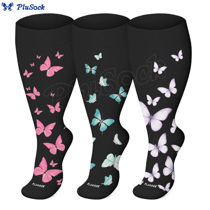 Plus Size Butterfly Print Compression Socks - image 0