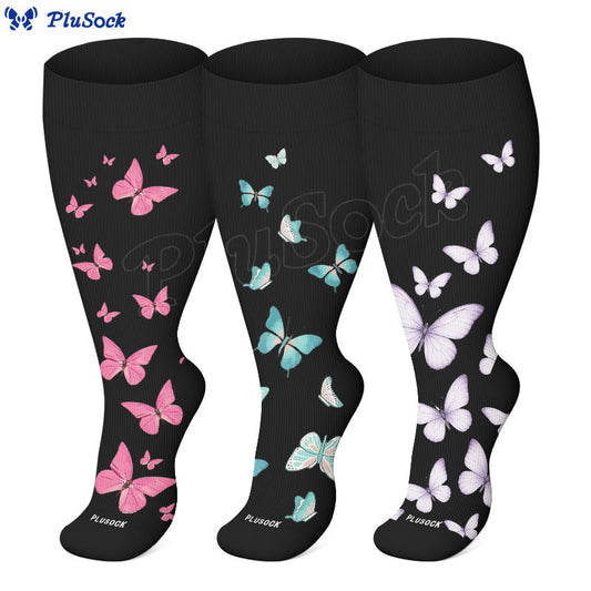 Plus Size Butterfly Print Compression Socks - image 0