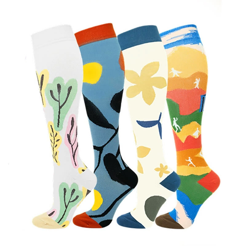 Graffiti Compression Socks(4 Pairs) - Multicolor - EU40-44(US7-10) - image 1