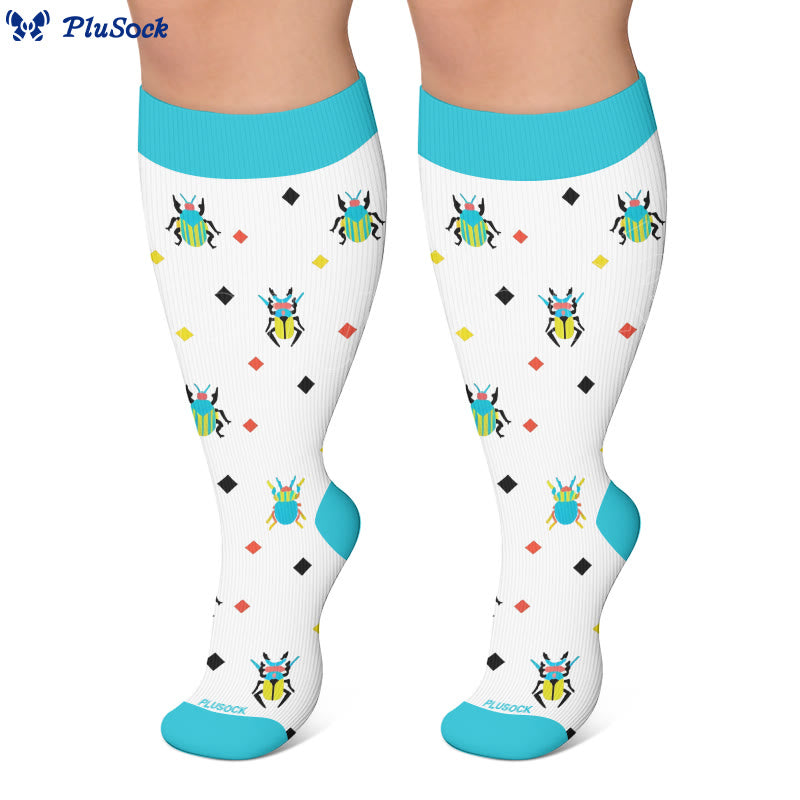 Plus Size Butterflies Beetles Compression Socks(3 Pairs) - image 2