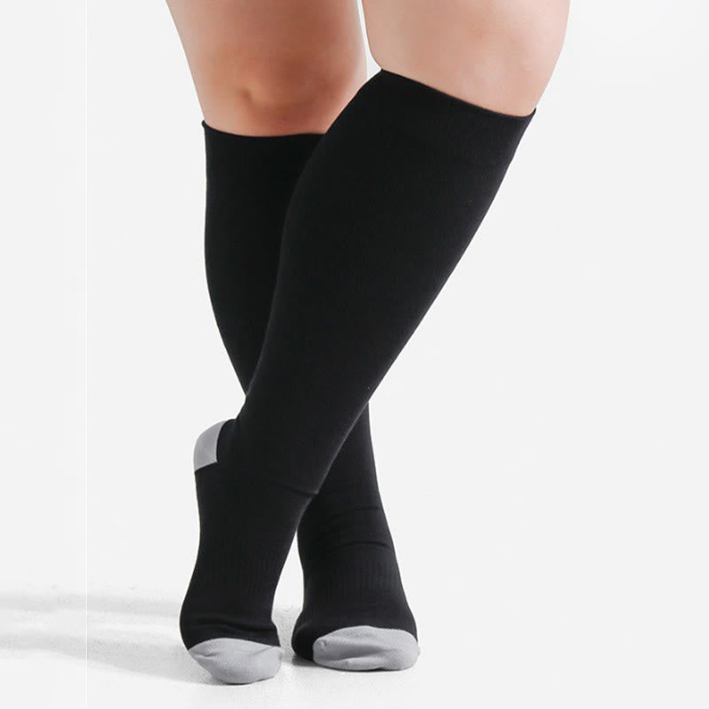 Plus Size Soft Bamboo Fiber Compression Socks - Black - 4XL - image 2