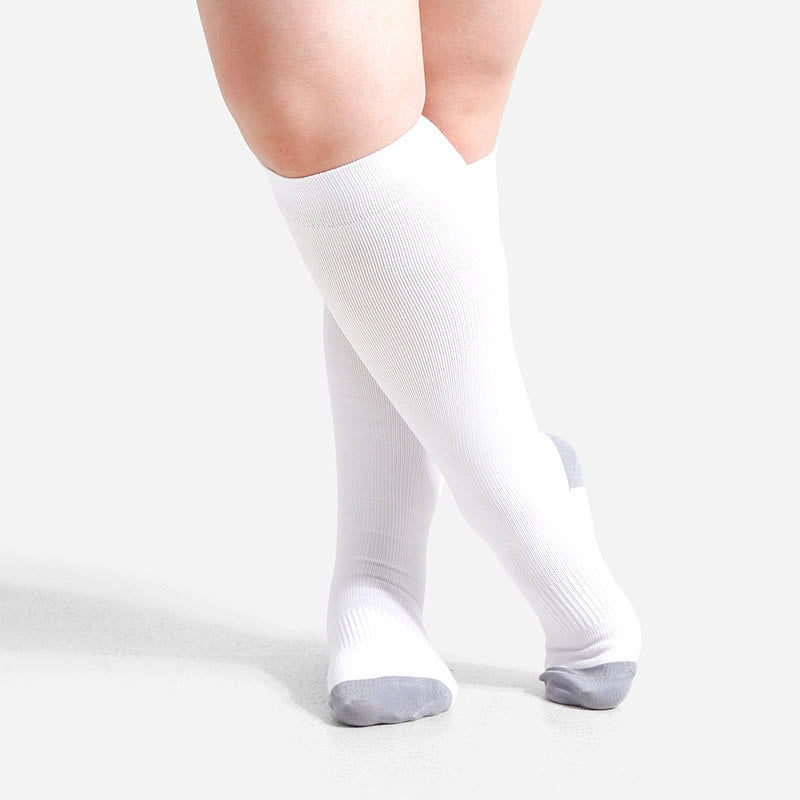 Plus Size Soft Bamboo Fiber Compression Socks - White - 4XL - image 17