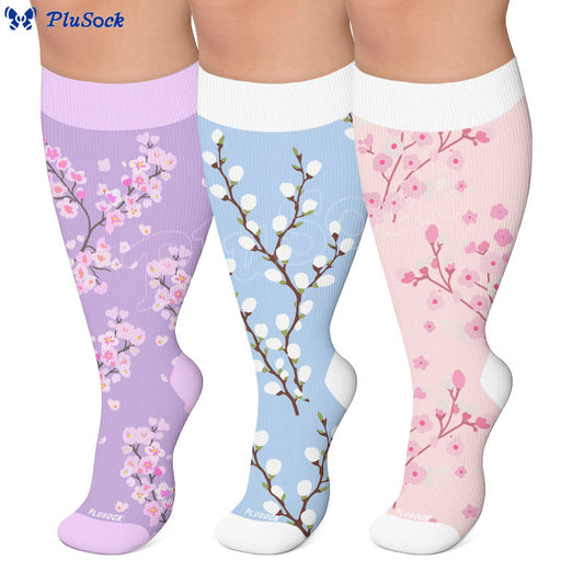 Plus Size Spring Petal Compression Socks(3 Pairs) - image 0