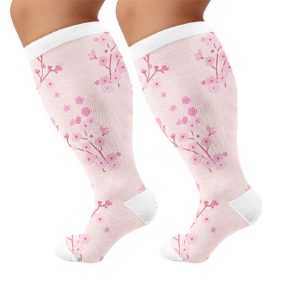 Plus Size Spring Petal Compression Socks(3 Pairs) - Pink(1 Pair) - 4XL - image 5