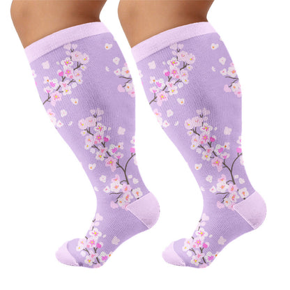 Plus Size Spring Petal Compression Socks(3 Pairs) - Purple(1 Pair) - 4XL - image 6