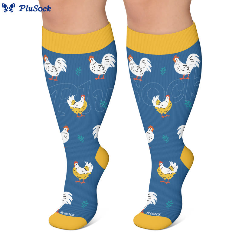 Plus Size Playful Rooster Compression Socks - image 2