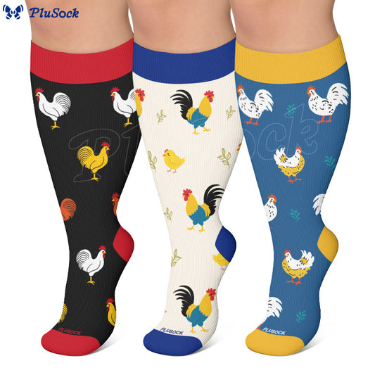 Plus Size Playful Rooster Compression Socks - image 0