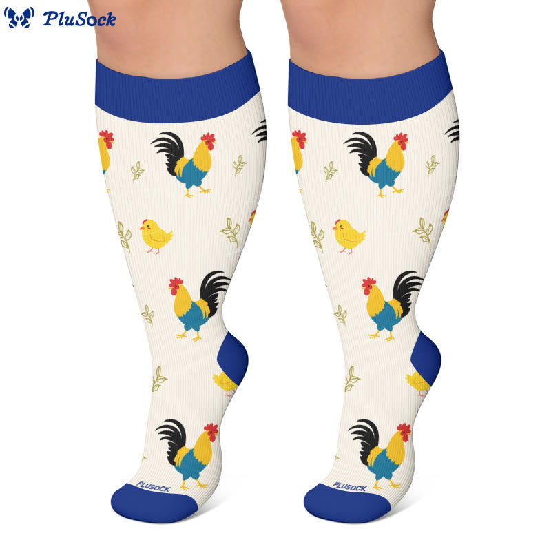 Plus Size Playful Rooster Compression Socks - image 3