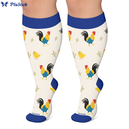 Plus Size Playful Rooster Compression Socks - image 3