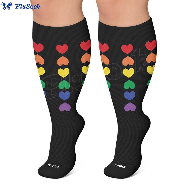 Plus Size Heart Flower Print Compression Socks - image 3