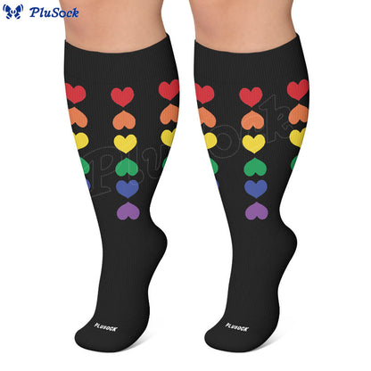 Plus Size Heart Flower Print Compression Socks - image 3