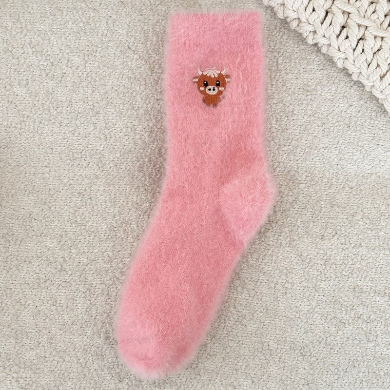 Cartoon Cow Quarter Socks(5 Pairs) - Dark Pink - EU36-42(US3-8.5) - image 9