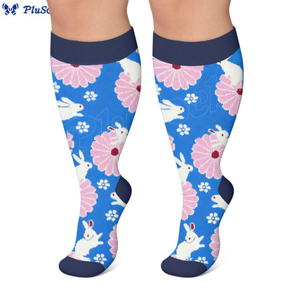 Plus Size Floral Bunny Compression Socks - image 7