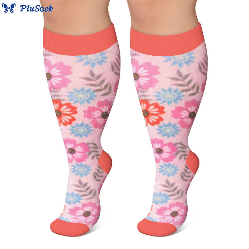 Plus Size Muted Blossom Compression Socks - image 6