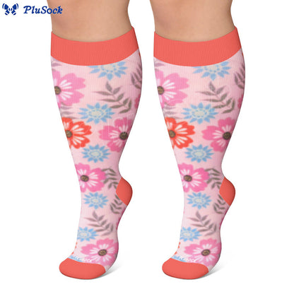 Plus Size Muted Blossom Compression Socks - image 6