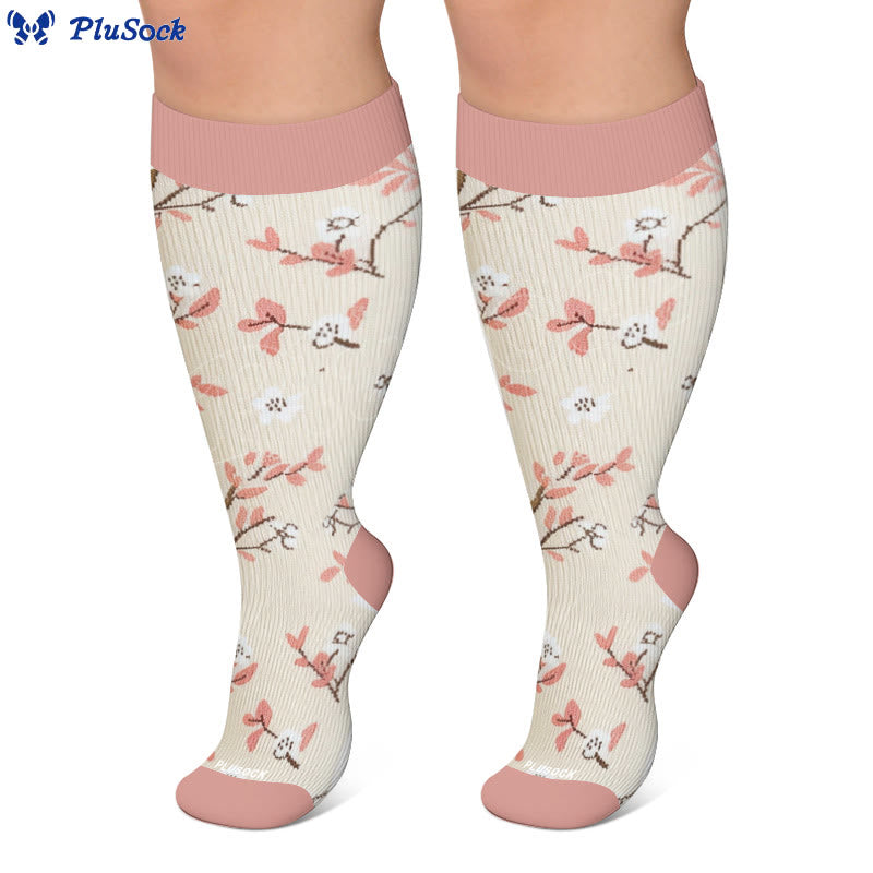 Plus Size Muted Blossom Compression Socks - image 7
