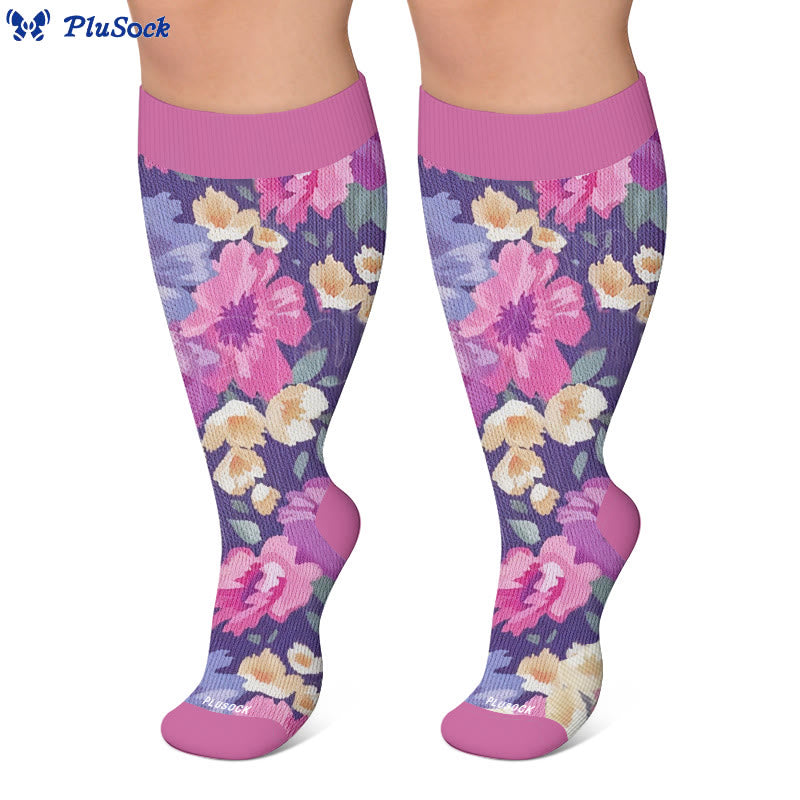 Plus Size Muted Blossom Compression Socks - image 4