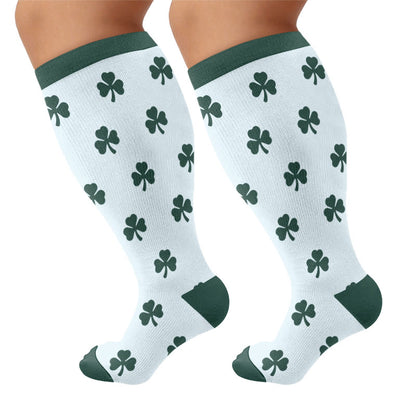 Plus Size Shamrock Compression Socks - Blue - 4XL - image 5