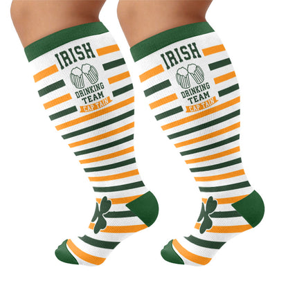 Plus Size Shamrock Compression Socks - Green - 4XL - image 7