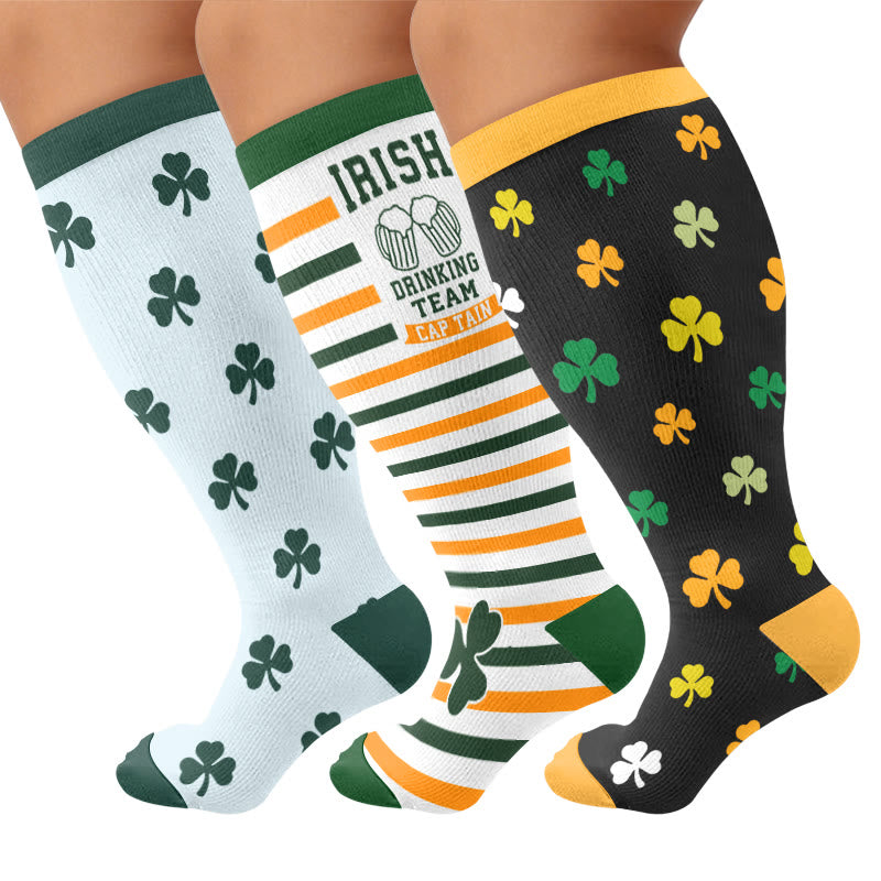 Plus Size Shamrock Compression Socks - image 1