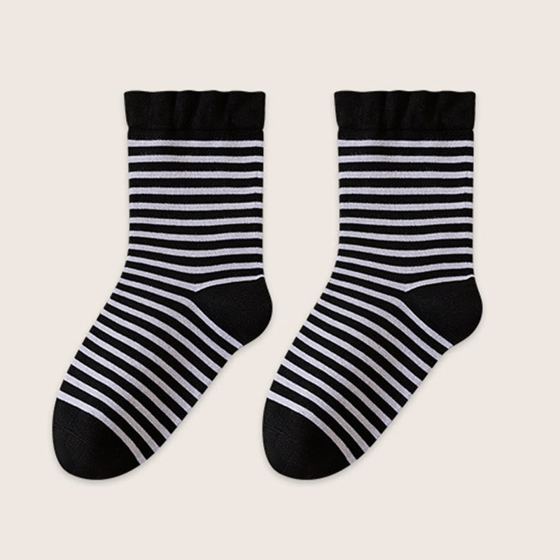 Wool Stripe Sleep Socks(2 Pairs) - Black - EU39-45(US6-11) - image 11