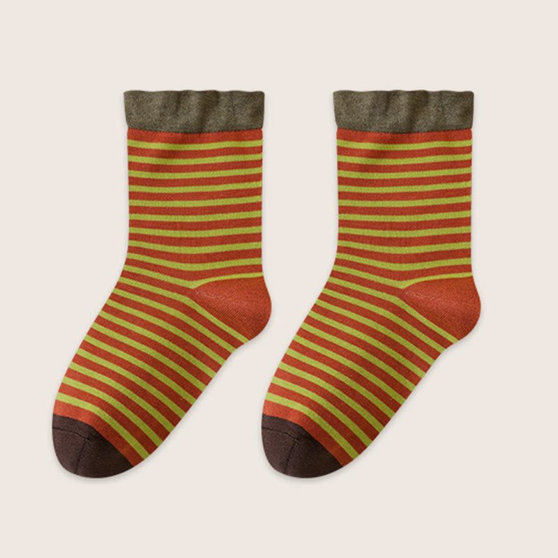 Wool Stripe Sleep Socks(2 Pairs) - Orange - EU39-45(US6-11) - image 15