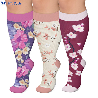 Plus Size Muted Blossom Compression Socks - image 1