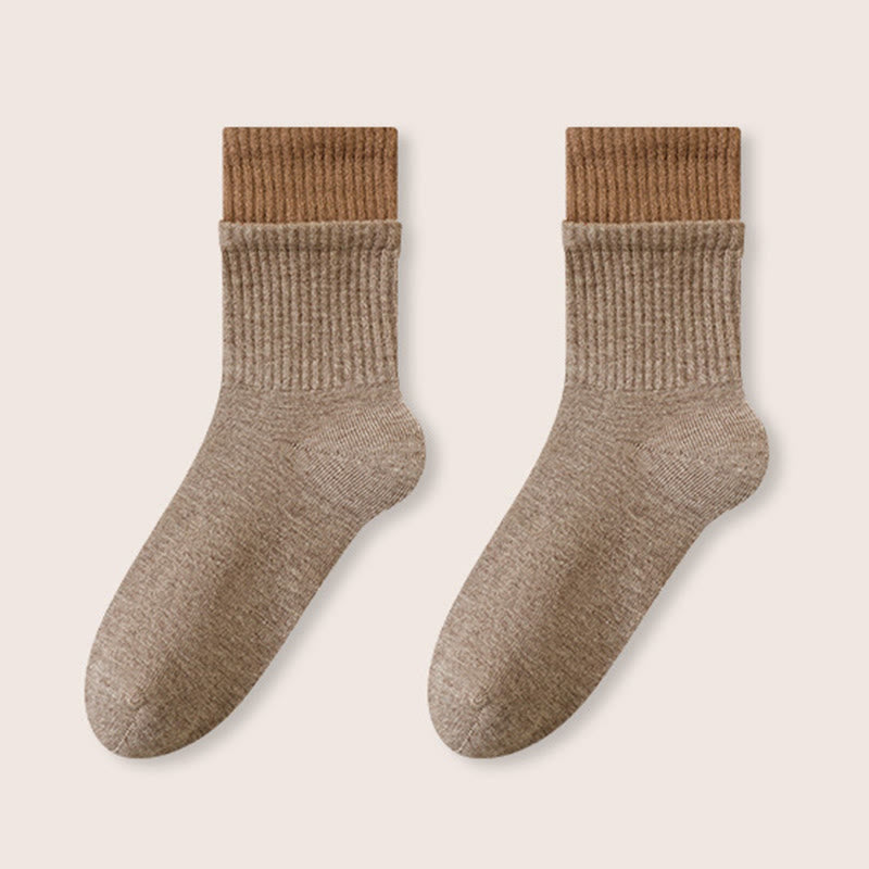Elastic Cuff Sleep Socks(2 Pairs) - Camel - EU36-40(US3-7) - image 14