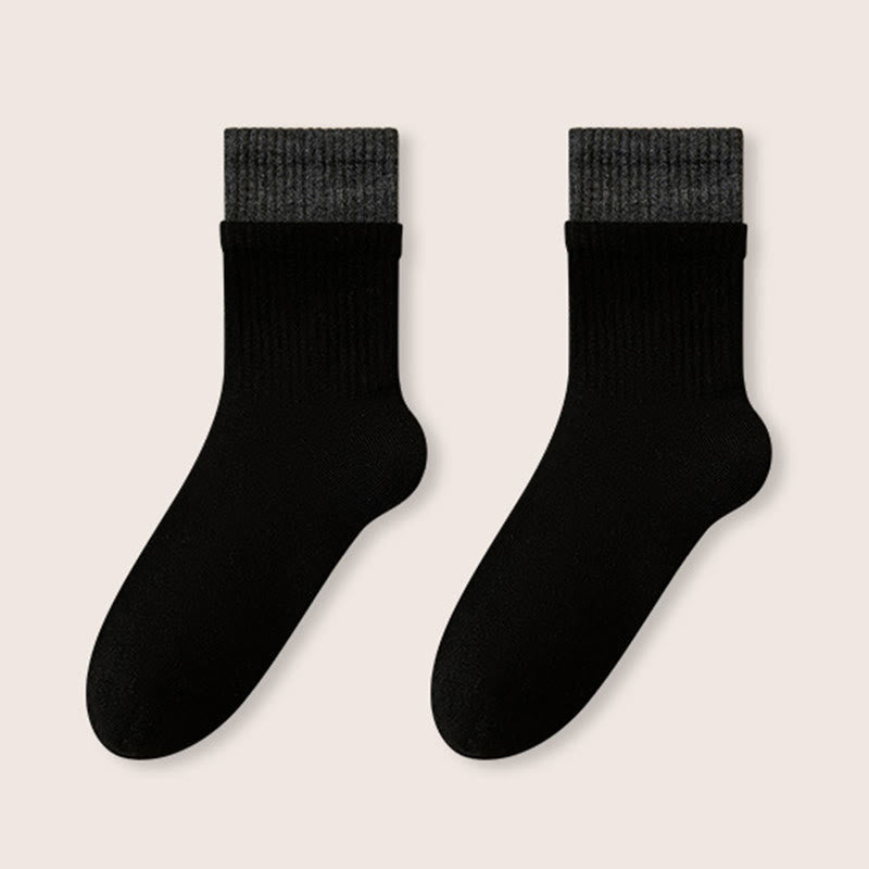 Elastic Cuff Sleep Socks(2 Pairs) - Black - EU36-40(US3-7) - image 11