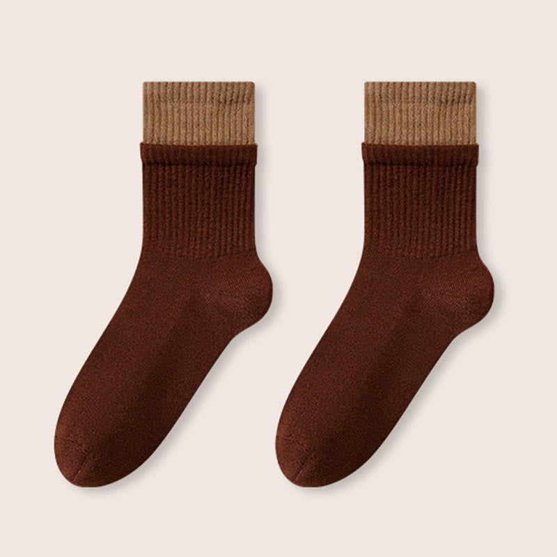Elastic Cuff Sleep Socks(2 Pairs) - Brown - EU36-40(US3-7) - image 12