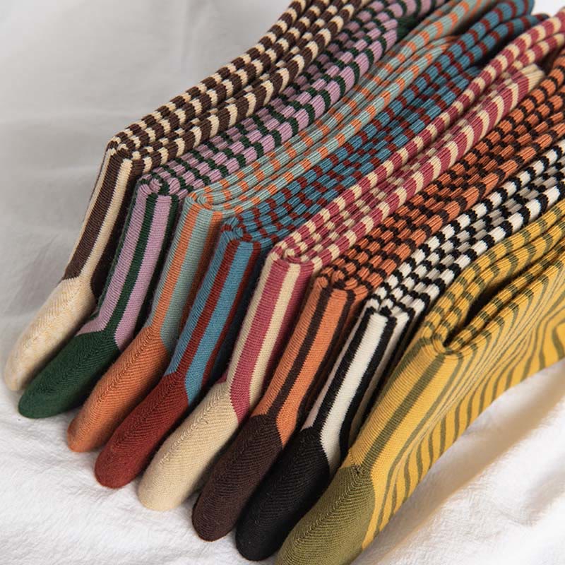Color Blocked Stripes Sleep Socks(5 Pairs) - image 3