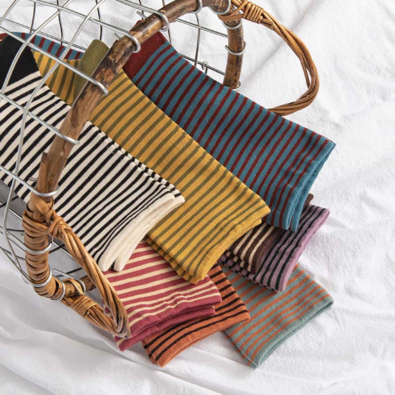 Color Blocked Stripes Sleep Socks(5 Pairs) - image 4