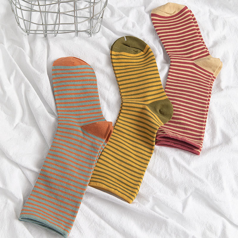 Color Blocked Stripes Sleep Socks(5 Pairs) - image 1