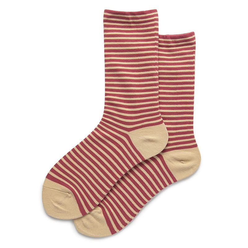 Color Blocked Stripes Sleep Socks(5 Pairs) - Pink - EU36-40(US3-7) - image 12