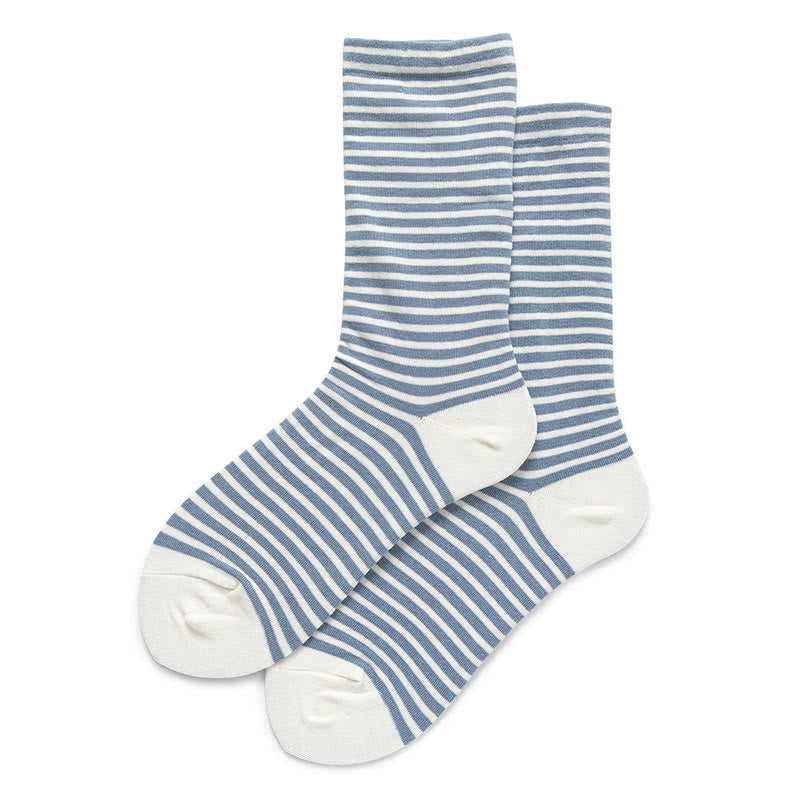 Color Blocked Stripes Sleep Socks(5 Pairs) - Blue - EU36-40(US3-7) - image 5