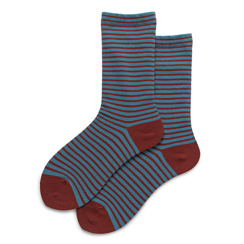 Color Blocked Stripes Sleep Socks(5 Pairs) - Navy Blue - EU36-40(US3-7) - image 13