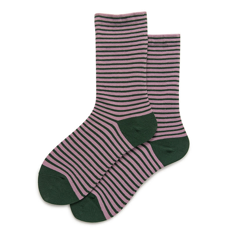 Color Blocked Stripes Sleep Socks(5 Pairs) - Purple - EU36-40(US3-7) - image 11