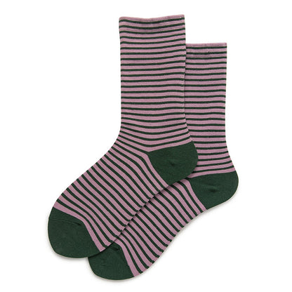 Color Blocked Stripes Sleep Socks(5 Pairs) - Purple - EU36-40(US3-7) - image 11