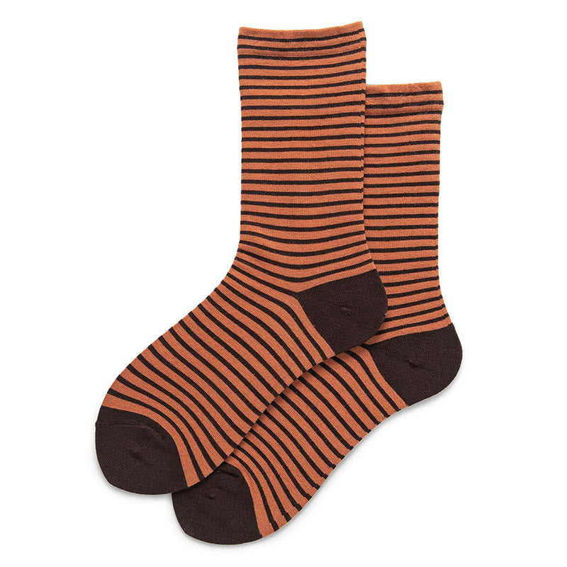 Color Blocked Stripes Sleep Socks(5 Pairs) - Orange - EU36-40(US3-7) - image 10