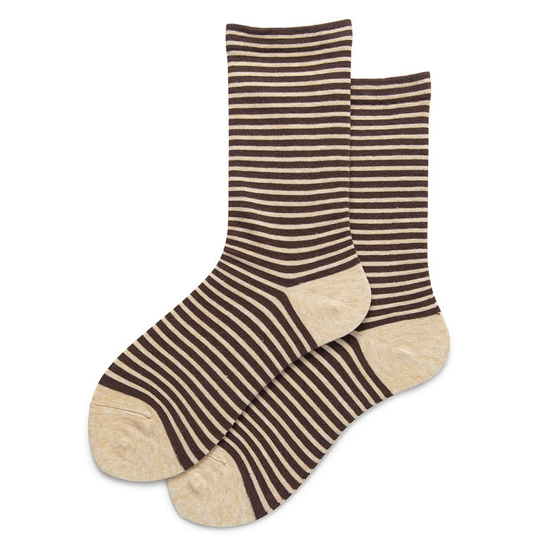 Color Blocked Stripes Sleep Socks(5 Pairs) - Coffee - EU36-40(US3-7) - image 8
