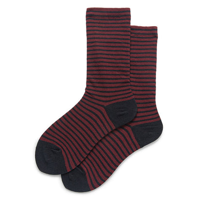 Color Blocked Stripes Sleep Socks(5 Pairs) - Wine - EU36-40(US3-7) - image 6